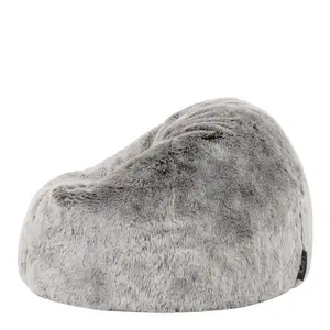 Icon Kids Faux Fur Fluffy Bean Bag Chair Arctic Wolf Grey