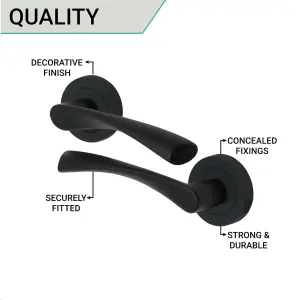 Matt Black Round Door Handle 51mm Pack of 2