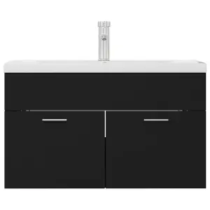 Berkfield Sink Cabinet with Built-in Basin Black Engineered Wood