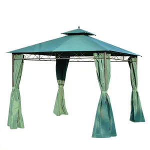 Outsunny 3 x 3m Metal Garden Gazebo Marquee Party Tent Canopy Pavilion Sidewalls