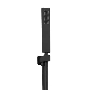 Alberto Matt Black Square Single Function Shower Handset with Holder