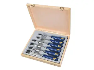 Irwin Marples M444 Blue Chip Bevel Edge Chisel Set - 6 Pieces with Comfortable Handles