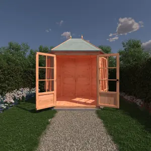 Windermere Hexagonal Summerhouse with Double Doors and 2 opening windows