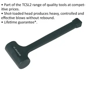 2lb Dead Blow Hammer with Rubber Head - 900g Anti-Rebound Mallet for Precision Work