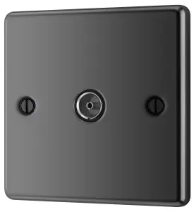 GoodHome Black Nickel Single TV socket