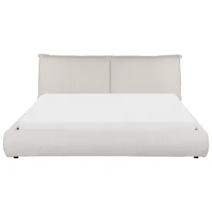 Corduroy EU Super King Size Bed Beige VINAY