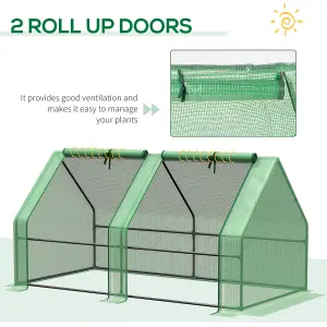 Outsunny Mini Small Greenhouse with Steel Frame & PE Cover & Zippered Window