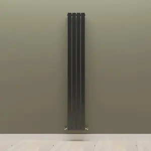 Vertical Black Single Flat Panel Radiator (H) 1800 mm x (W) 272 mm, 2196 BTU.