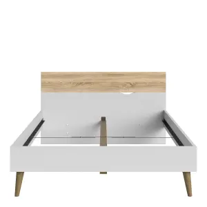 Oslo Euro Double Bed (140 x 200) in White and Oak