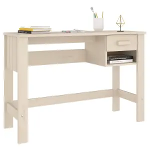 Berkfield Desk Honey Brown 110x40x75 cm Solid Wood Pine