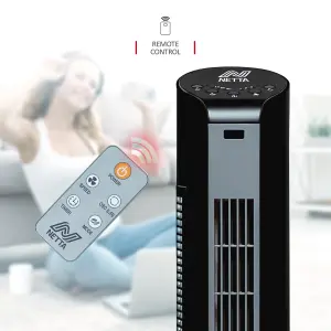 32 Inch Tower Fan with Remote Control 7-hour Timer - Black