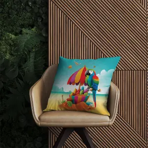 Parrot On A Beach Holiday Outdoor Cushion 45cm x 45cm