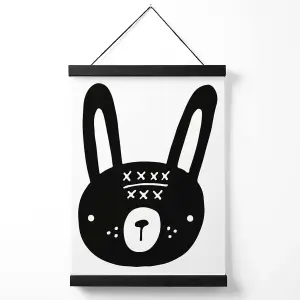 Cute Black Rabbit Scandi Animal Medium Poster with Black Hanger