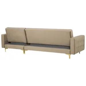 Corner Sofa ABERDEEN Sand Beige Velvet Left Hand