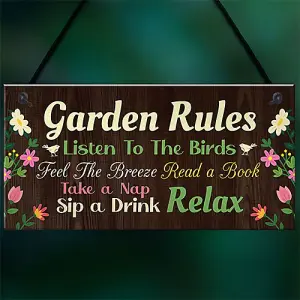 Red Ocean Garden Signs And Plaques For Outside Garden Rules Sign Novelty Hanging Plaque Summer House Sign Shed Sign Friendship