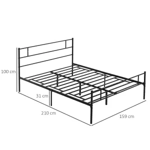 HOMCOM King Metal Bed Frame w/ Headboard and Footboard, Underbed Storage Space