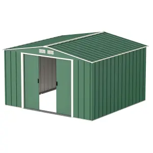 10 x 10 Apex Metal Garden Shed - Heritage Green (10ft x 10ft / 10' x 10' / 3.2m x 3m)