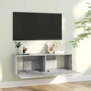 Berkfield TV Wall Cabinet Grey Sonoma 100x30x30 cm Engineered Wood