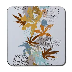 Square 6 Piece Coaster Set (Set of 6) Brown/Yellow/Orange