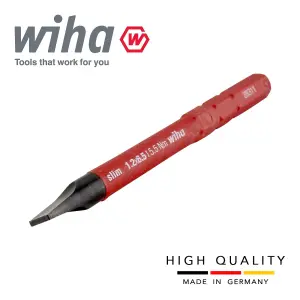 Wiha Slimbit Screwdriver Slotted 6.5mm Head 75mm 1000v VDE Electrician 34582