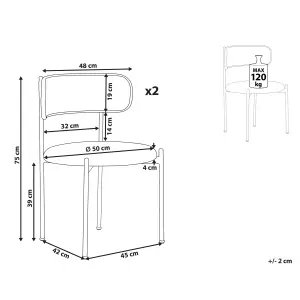 Set of 2 Dining Chairs ANDOVER Metal Light Wood