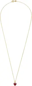 Revere 9Ct Gold Created Ruby Heart Pendant Necklace