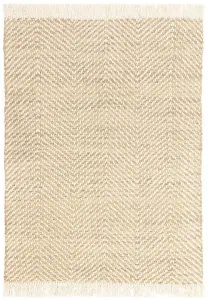 Handmade Kilim Modern Cream Geometric Cotton Jute Easy to Clean Rug for Living Room and Bedroom-120cm X 170cm