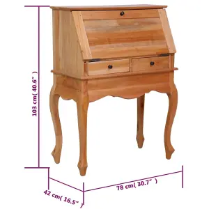 Berkfield Secretary Desk 78x42x103 cm Solid Mahogany Wood