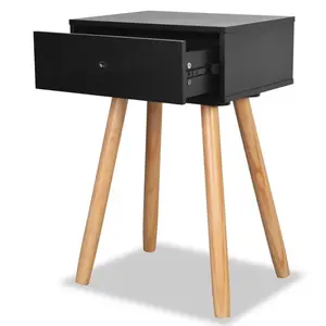 Morwenna 1 Drawer Bedside Table (Set of 2) Black