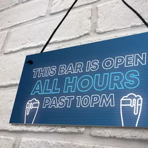 Neon Effect Bar Sign OPEN ALL HOURS Funny Home Bar Garden Pub Sign