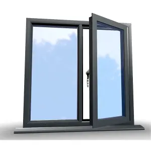 1145mm (W) x 995mm (H) Aluminium Flush Casement - 1 Right Opening Window - Anthracite Internal & External