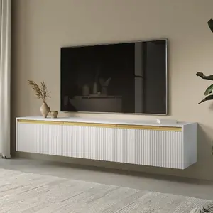 Contemporary White Royal TV Cabinet H42cm W182cm D39cm - Minimalist Storage Solution