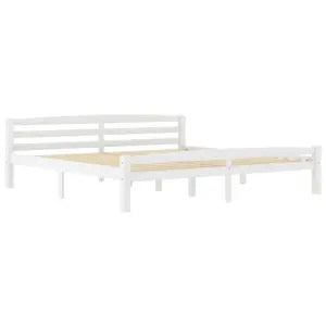 Berkfield Bed Frame White Solid Pinewood 180x200 cm 6FT Super King