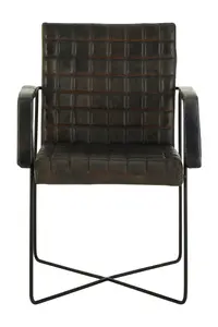 Buffalo Iron And Grey Leather Weave Chair