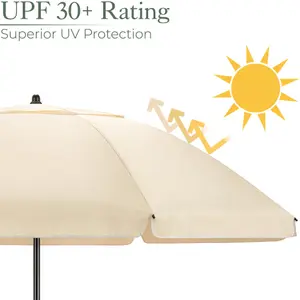 Portable Beach Parasol Tilting - Cream