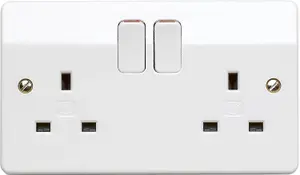 Plus Double Socket K2747 WHI DP 13A 2 Gang, in white, with inherent antimicrobial properties.