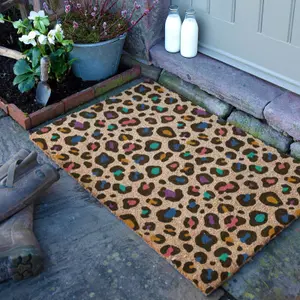 Multi Colour Leopard Print Doormat (90 x 60cm)