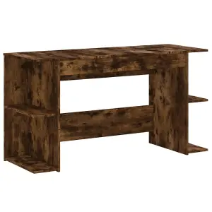 Berkfield Desk Smoked Oak 140x50x75 cm Engineered Wood