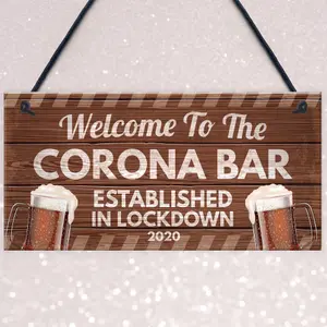 Red Ocean Novelty Corona Bar Sign Funny Quirky Hanging Sign For Home Bar Gifts For Him Man Cave Gifts