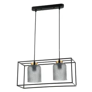 Luminosa Sinella Industrial, Retro 2 Light Pendant Ceiling Light, E27