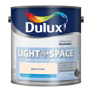 Dulux Light + Space Soft Coral Matt Wall paint, 2.5L