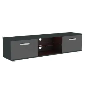 Vida Designs Cosmo Black 2 Door LED TV Unit 160cm Sideboard Cabinet