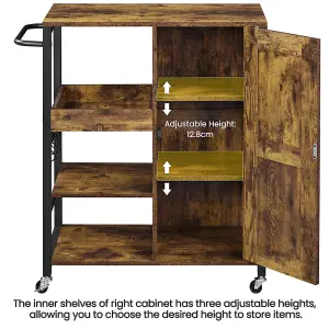 Yaheetech Kitchen Storage Trolley with Open Shelves Rustic Brown