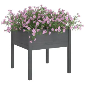 Berkfield Garden Planters 2 pcs Grey 70x70x70 cm Solid Pinewood