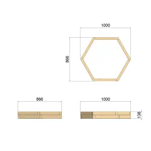 OutdoorGardens Stackable Wooden Hex Planter - 1000mm