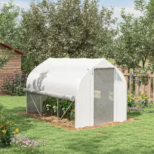 Outsunny 3 x 2m Walk-in Tunnel Greenhouse, Roll Up Sidewalls, Mesh Door