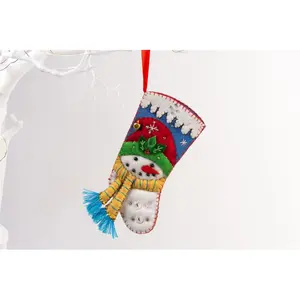 Snowman Tree Felt Stocking Christmas Holiday Shaped Ornament