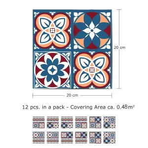 Walplus Red & Blue Talavera Tile Stickers PVC