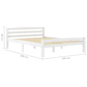 Berkfield Bed Frame White Solid Pinewood 140x200 cm