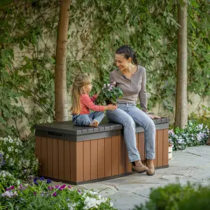 Keter Darwin Brown 380L Garden storage bench box 5x2 ft 545mm 1425mm